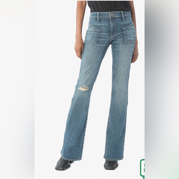 Kut From The Kloth Ana Mid Rise Flare Denim Jeans Size 00 - Picture 1 of 7